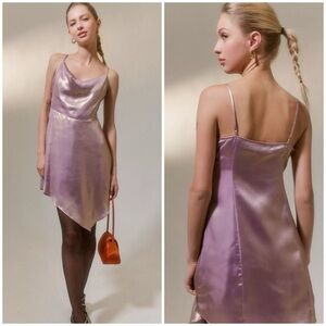 NWOT! Urban Outfitters Y2K Style Mallory Metallic Asymmetrical Slip Dress